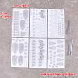 Set of six black and white leaf and fern nail art sticker sheets with clear strips for diorama jungle plants scale modeling tools