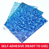 3pcs water ripple effect stickers, blue self-adhesive transfer paper