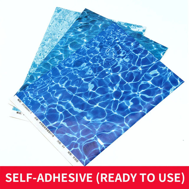 3pcs water ripple effect stickers, blue self-adhesive transfer paper