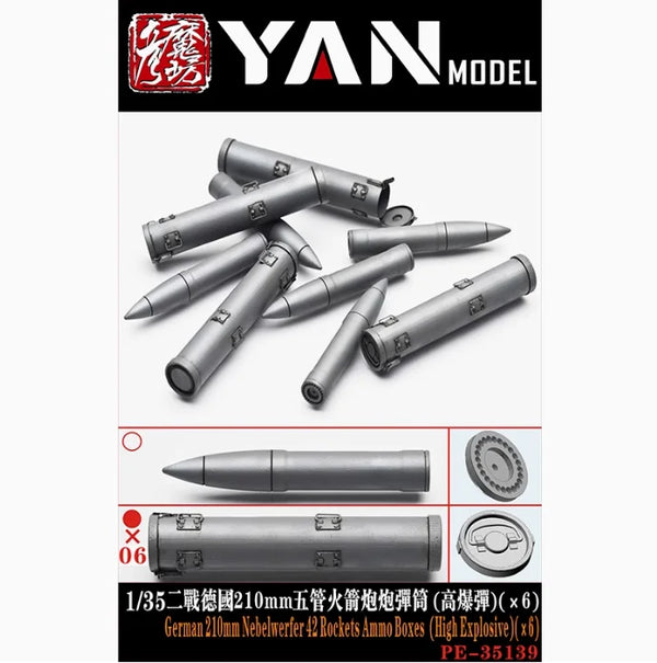 6pcs 1/35 High Explosive Rocket Cases For Nebelwerfer 42