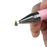 Pink-handled sticky clay pen with diamond tip for tiny parts