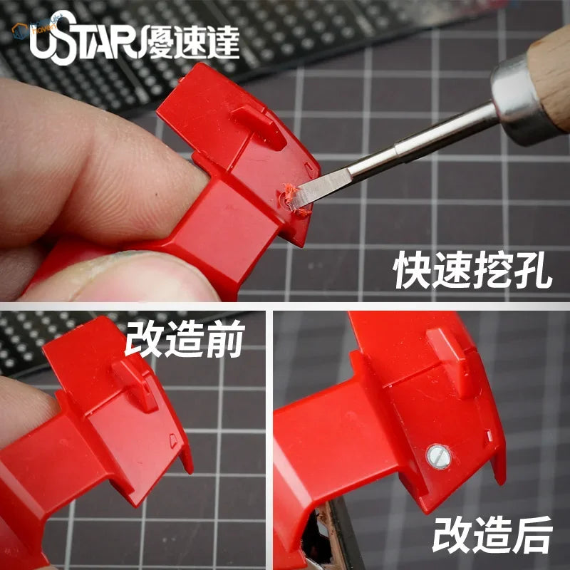 Ustar red plastic circle engraving bits with wooden handle and metal tip