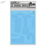 Light blue decal C001 white grey sheet with tiny precise Gundam model decals