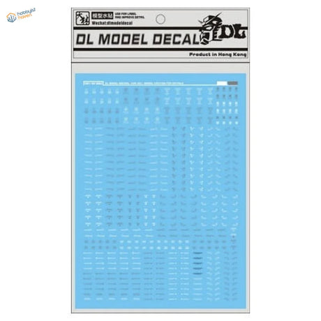Light blue decal C001 white grey sheet with tiny precise Gundam model decals