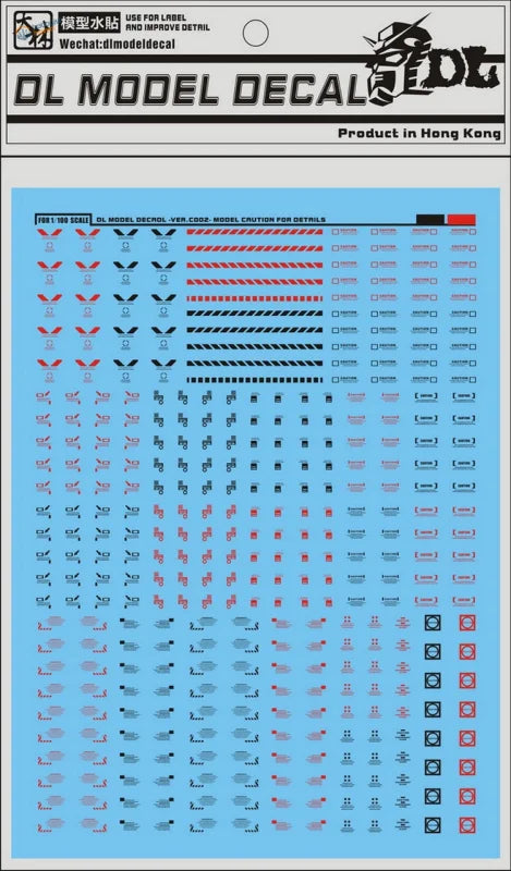1/100 Gundam decal C002 black red with blue sheet of detailed red black white markings