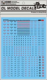 1/100 Gundam decal C002 black red with blue sheet of detailed red black white markings