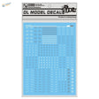 Blue translucent C002 white grey Gundam decal sheet with tiny detailed stickers