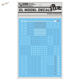 Blue translucent C002 white grey Gundam decal sheet with tiny detailed stickers