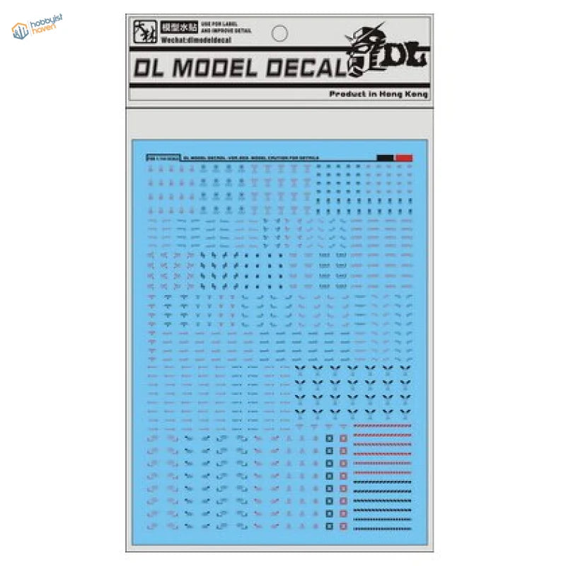 1/100 Gundam C011 black red decal sheet with blue grid of tiny black red markings