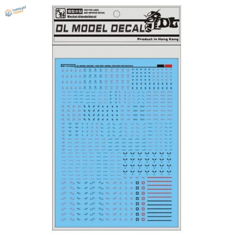 1/100 Gundam C011 black red decal sheet with blue grid of tiny black red markings
