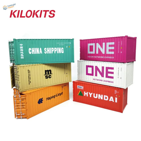 Colorful 1/35 20ft shipping container model kits with logos from china shipping and hyundai for precision hobby tools