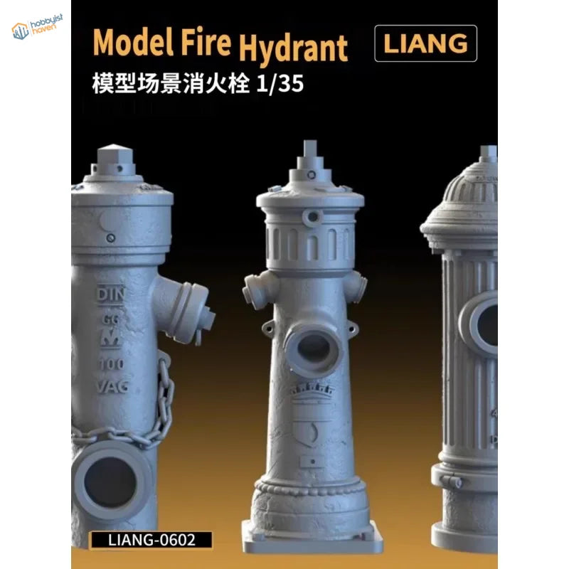 1/35 scale 3D-printed faucets gray metallic fire hydrant model for scale modeling