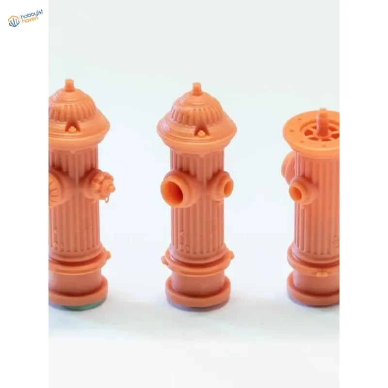 1/35 3D-printed faucets: orange plastic fire hydrant figurines for scale modeling