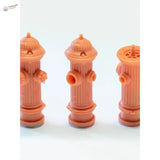 1/35 3D-printed faucets: orange plastic fire hydrant figurines for scale modeling