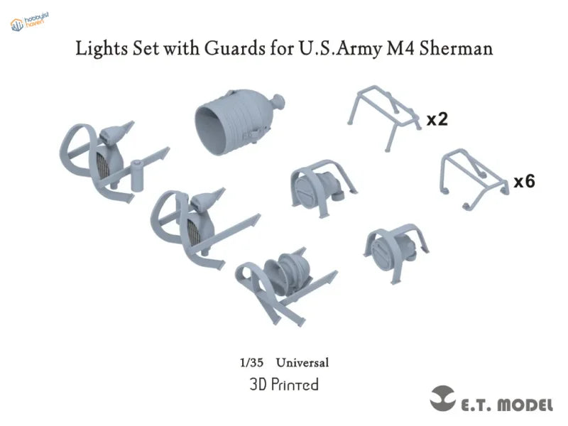1/35 scale 3D printed lights guards set for M4 Sherman gray model