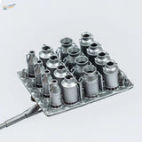 Silver 1/35 3D printed model milk cans with carrier tray