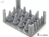 1/35 3D-printed realistic antenna mast base with gray plastic gear assembly