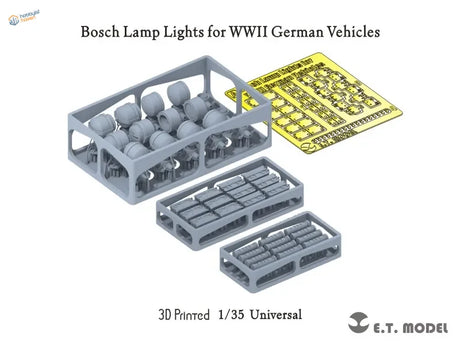 1/35 3D printed Bosch lamp lights for WWII German vehicles in crates