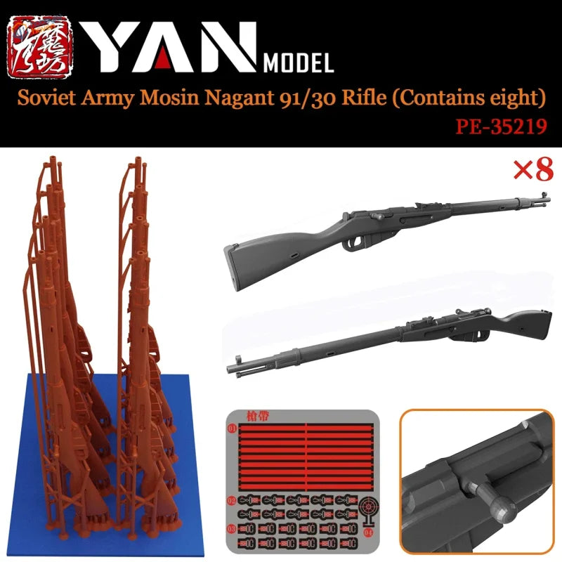 8 Stück 1/35 3D-gedruckte sowjetische Mosin Nagant Gewehre