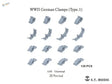 1/35 3D-printed WWII German tool clamps, gray plastic type 1