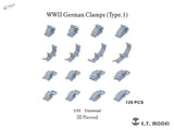1/35 3D-printed WWII German tool clamps, gray plastic type 1