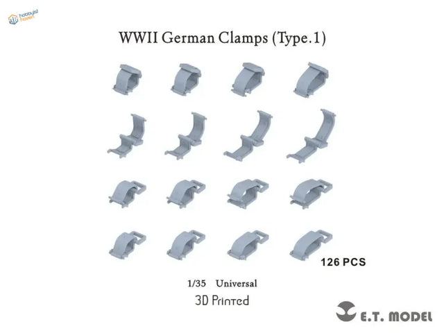 1/35 3D-printed WWII German tool clamps, gray plastic type 1