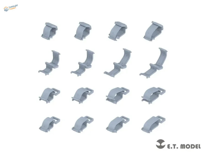 WWII German tool clamps: gray plastic clip fasteners in grid pattern