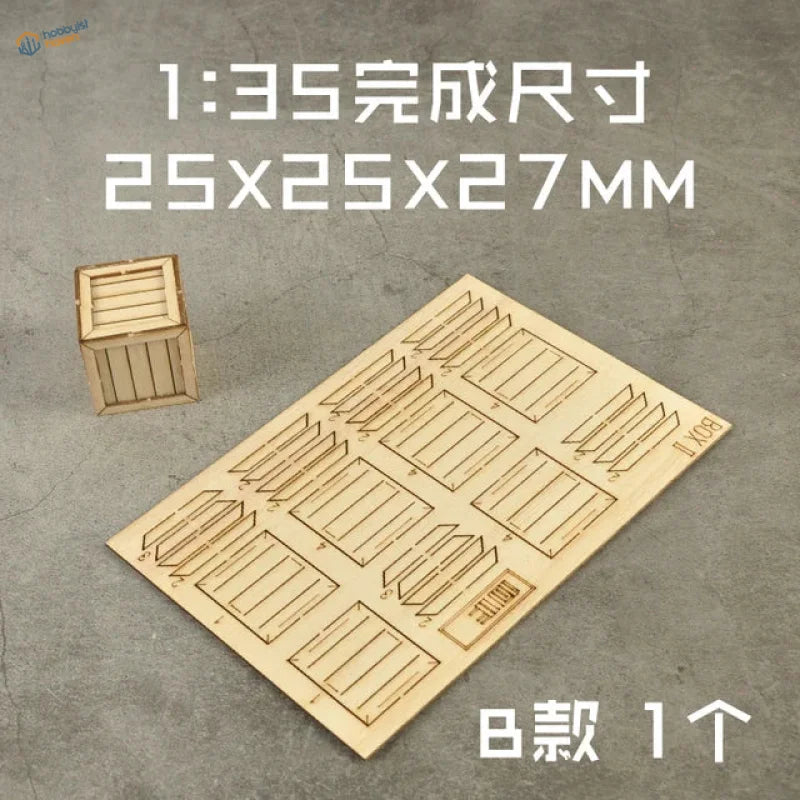 1/35 scale modeling boxes pallets laser-cut wooden crate parts sheet