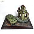 1/35 corner ambush scene: olive green tank by ruined building diorama