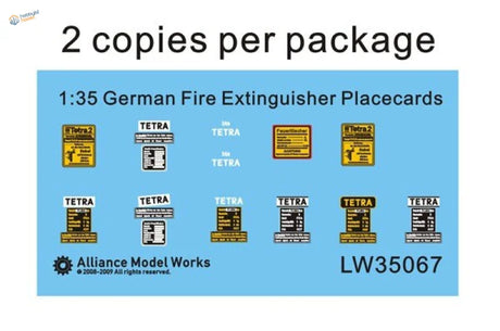 1/35 WWII German fire extinguisher placards in yellow and black Tetra labels
