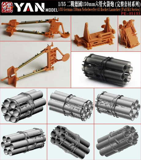 1/35 German Nebelwerfer 41 scale model with orange plastic and resin tubes