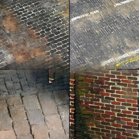 1/35 foam panels with weathered brickwork in gray, brown earth tones for scale modeling tools