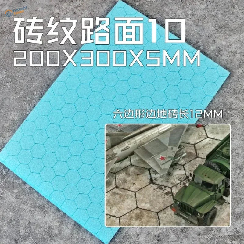 Light blue hexagonal foam panels for 1/35 scale modeling tools