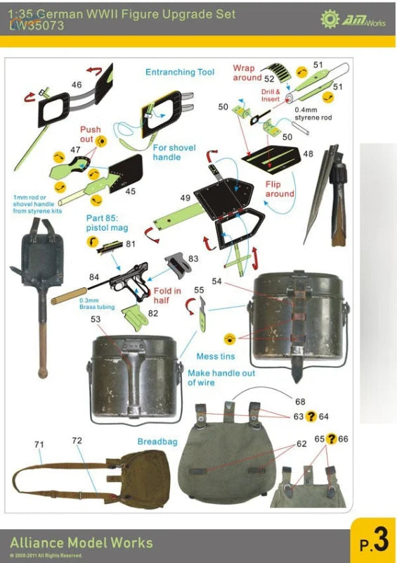 German WWII soldier mess tin with matte dark green finish in 1/35 photoetch set