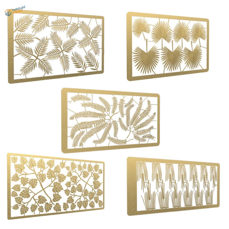 Gold photoetch tropical plants with metal leaf panels