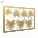 Gold photoetch tropical plants plaque with palm leaf cut-out pattern