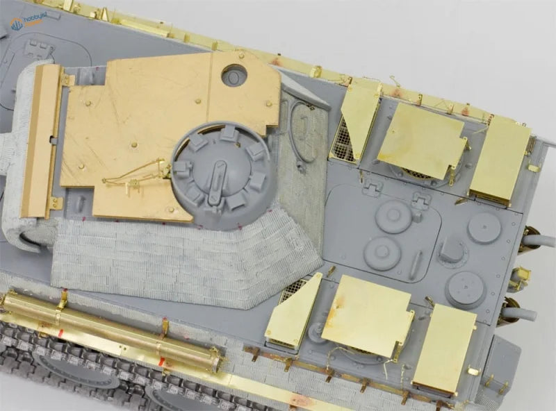 1/35 Photoetched Panther Ausf G Anti Air Armor with extra armor plates, gray gold tank top deck