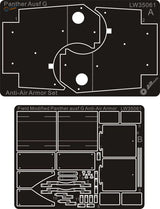 Black plastic model kit sheet with extra armor plates for 1/35 Panther Ausf G anti-air armor
