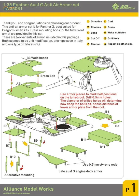 1/35 Photoetched Panther Ausf G Anti Air Armor with extra armor plates