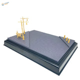 1/35 scale modeling street diorama base with gold lamppost and bench