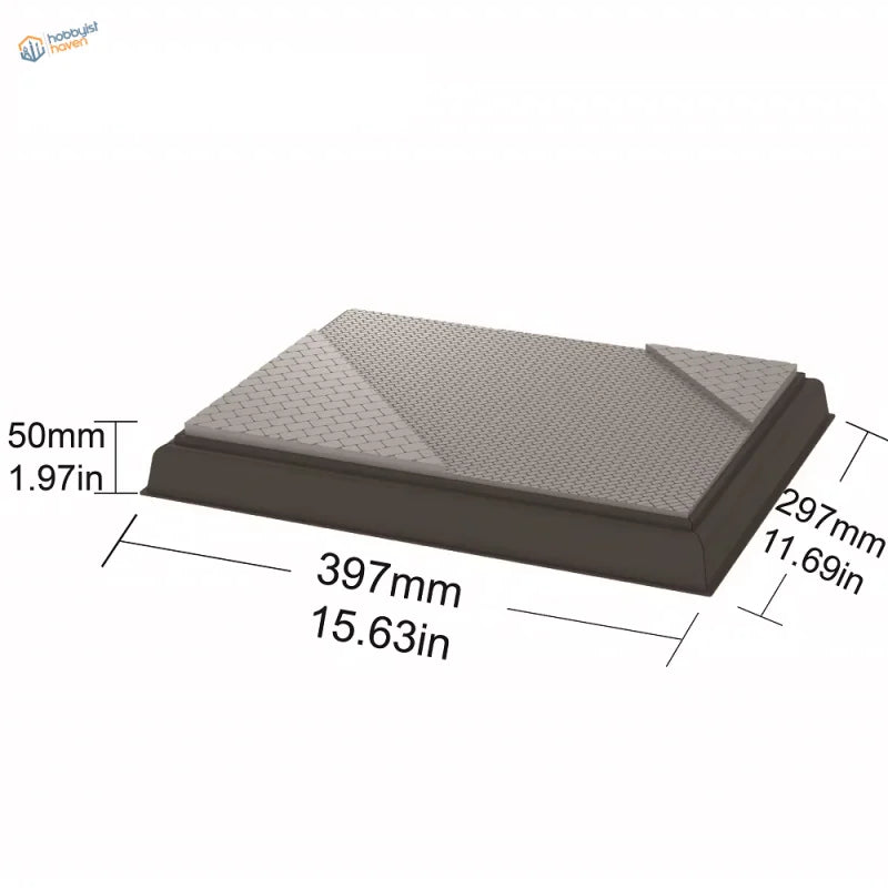 1/35 dark gray rectangular diorama base with diamond-patterned curb for street diorama