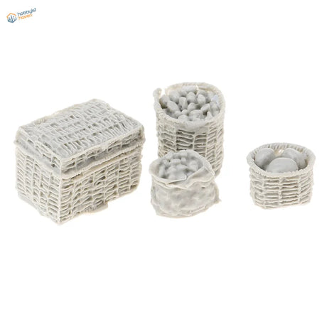 1/35 resin food baskets with gray wicker, pebbles and eggs