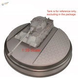 1:35 gray Tiger tank model on round diorama base for street scenes