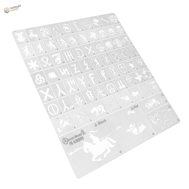 1/35 stencil for German heavy tank battalion symbols on silver plastic sheet