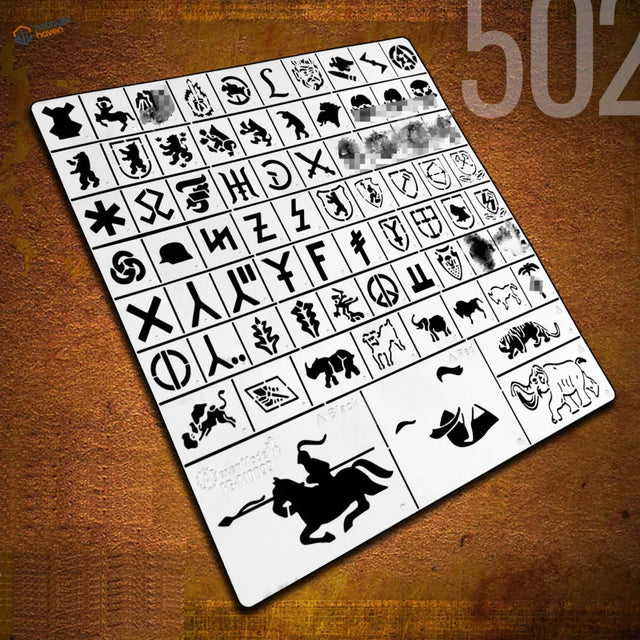 1/35 stencil sheet for German heavy tank battalion symbols with animal motifs