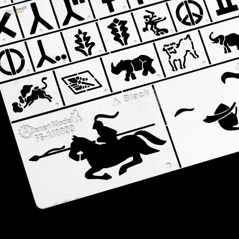 1/35 German heavy tank battalion stencil with white sheet and black animal silhouettes