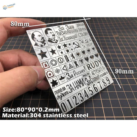 1/35 stencil for Red Army AFVs: 80x90mm steel sheet with Soviet symbols