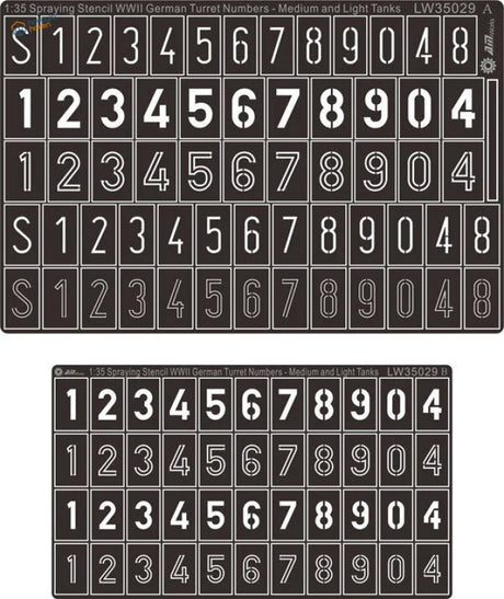 1:35 scale WWII German armor numbers stencils for model tanks