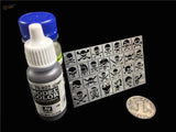Silver pirate skull pattern stencils sheet with black crossbones designs