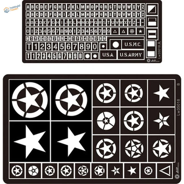 1/35 WWII U.S. vehicle markings stencils with stars for scale modeling tools